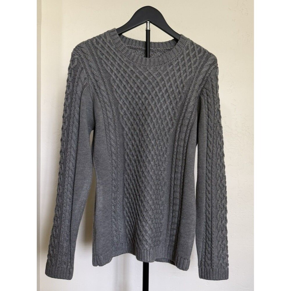 Cable Knit Women’s Viscose Nylon Gray Sweater Heavy Knit Size Medium
